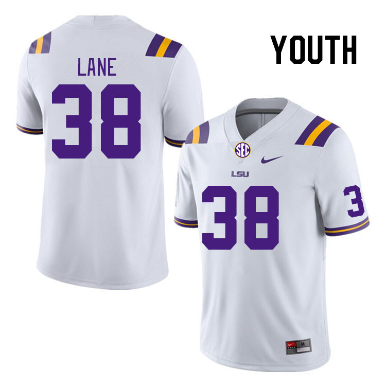 Youth #38 Malachi Lane LSU Tigers College Football Jerseys Stitched-White